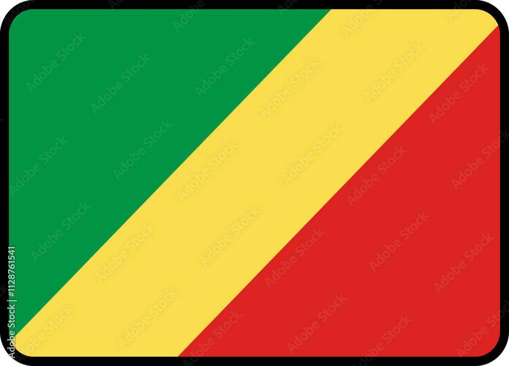 Republic Of The Congo Flag Rounded Rectangle Icon Republic Of The Congo Flag Rounded Rectangle Icon