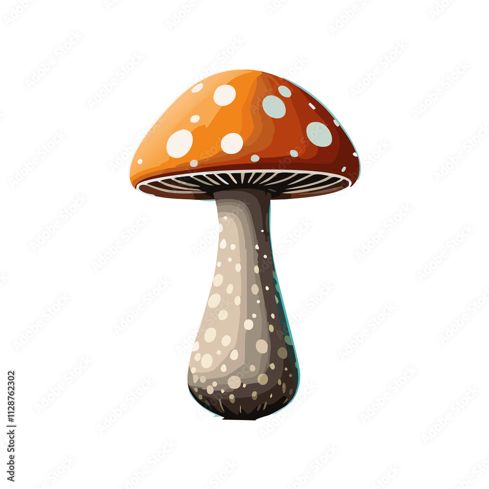 Stylized Orange Mushroom Vector Illustration - Toadstool Art Design Stylized Orange Mushroom Vector Illustration - Toadstool Art Design