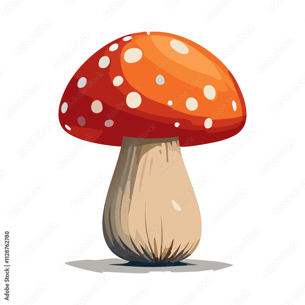 Cartoon Red Mushroom Vector Illustration - Spotted Toadstool Art Design Cartoon Red Mushroom Vector Illustration - Spotted Toadstool Art Design