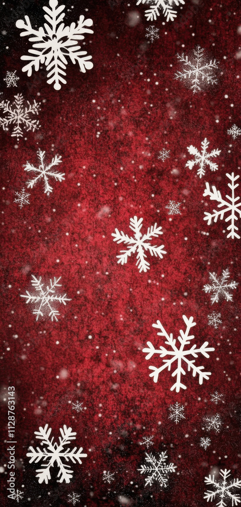 Festive Red Christmas Background with Snowflakes Festive Red Christmas Background with Snowflakes