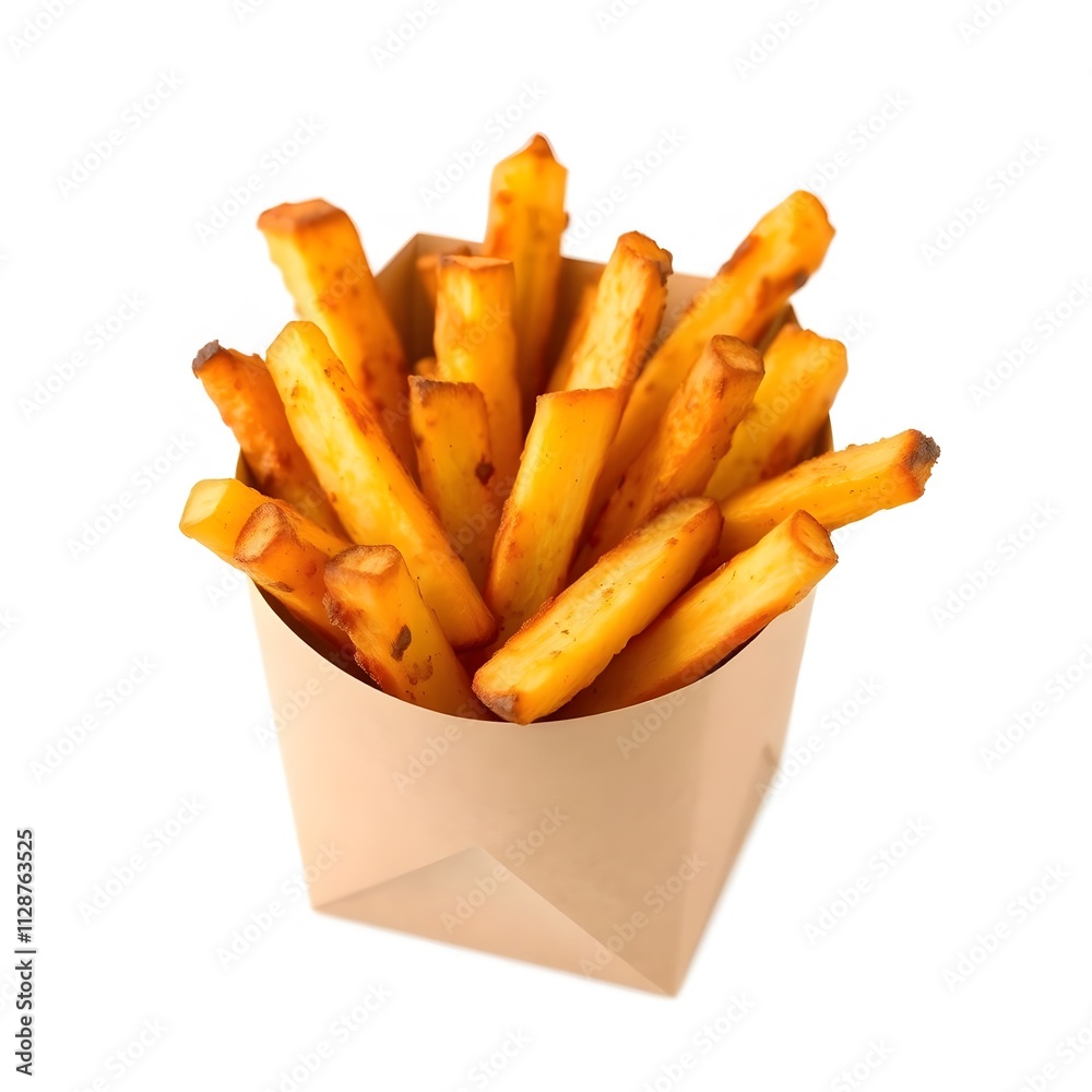 Crispy Golden French Fries in a Paper Container