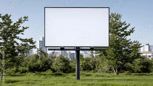 Blank billboard advertising opportunity in urban park digital display contemporary environment scenic viewpoint marketing potential photo