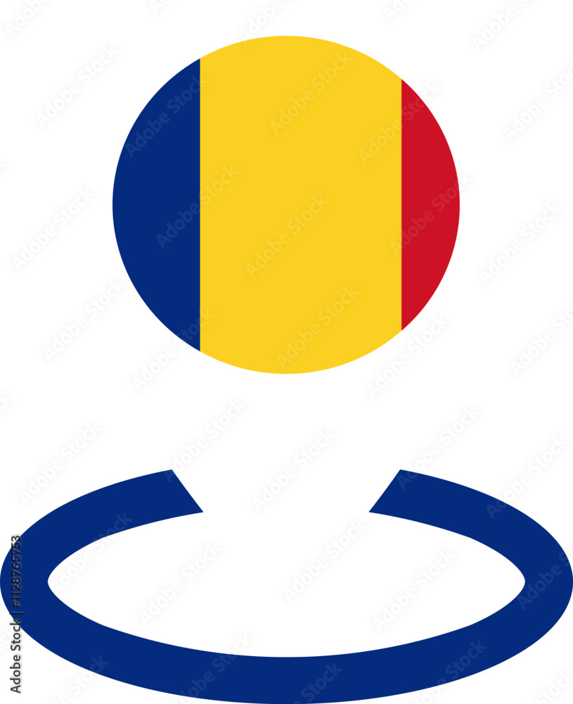 Fototapeta premium Location Icon of Romania Flag