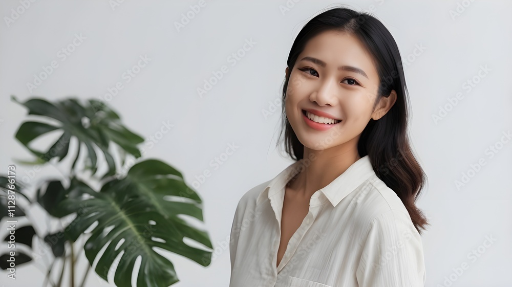 Beautiful Smiling Asian Woman Potrait Background , Ai Generative Beautiful Smiling Asian Woman Potrait Background , Ai Generative