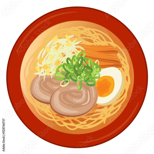 Miso Ramen Noodles Illustration	