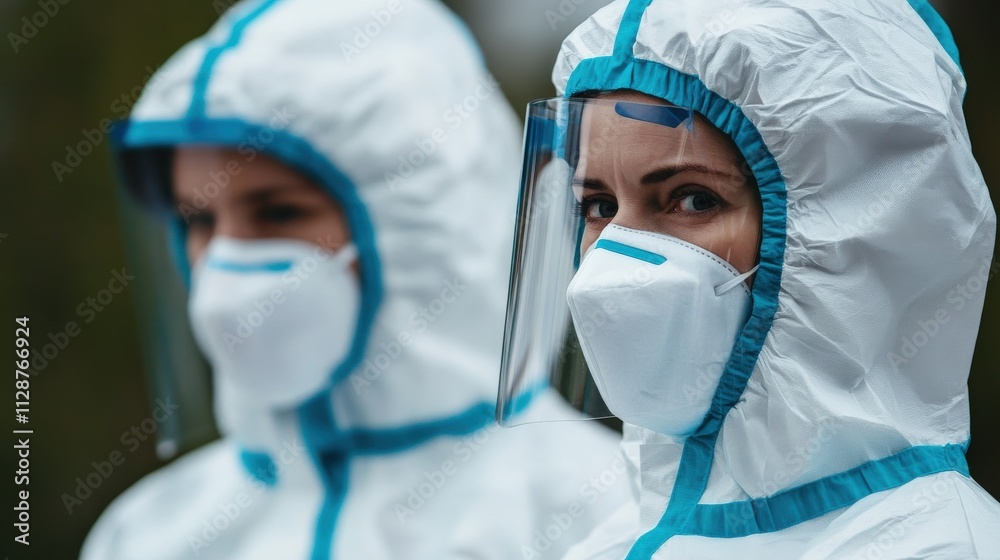 Two Healthcare Workers Wearing Protective Gear