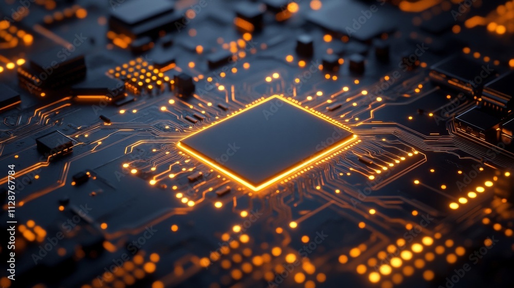 Illuminated Circuit Board with a Central Processing Unit Illuminated Circuit Board with a Central Processing Unit