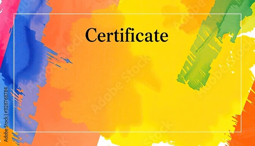 Wallpaper Mural Bold certificate design with vibrant watercolor brushstrokes and fine geometric lines, certificate background, certificate border Torontodigital.ca