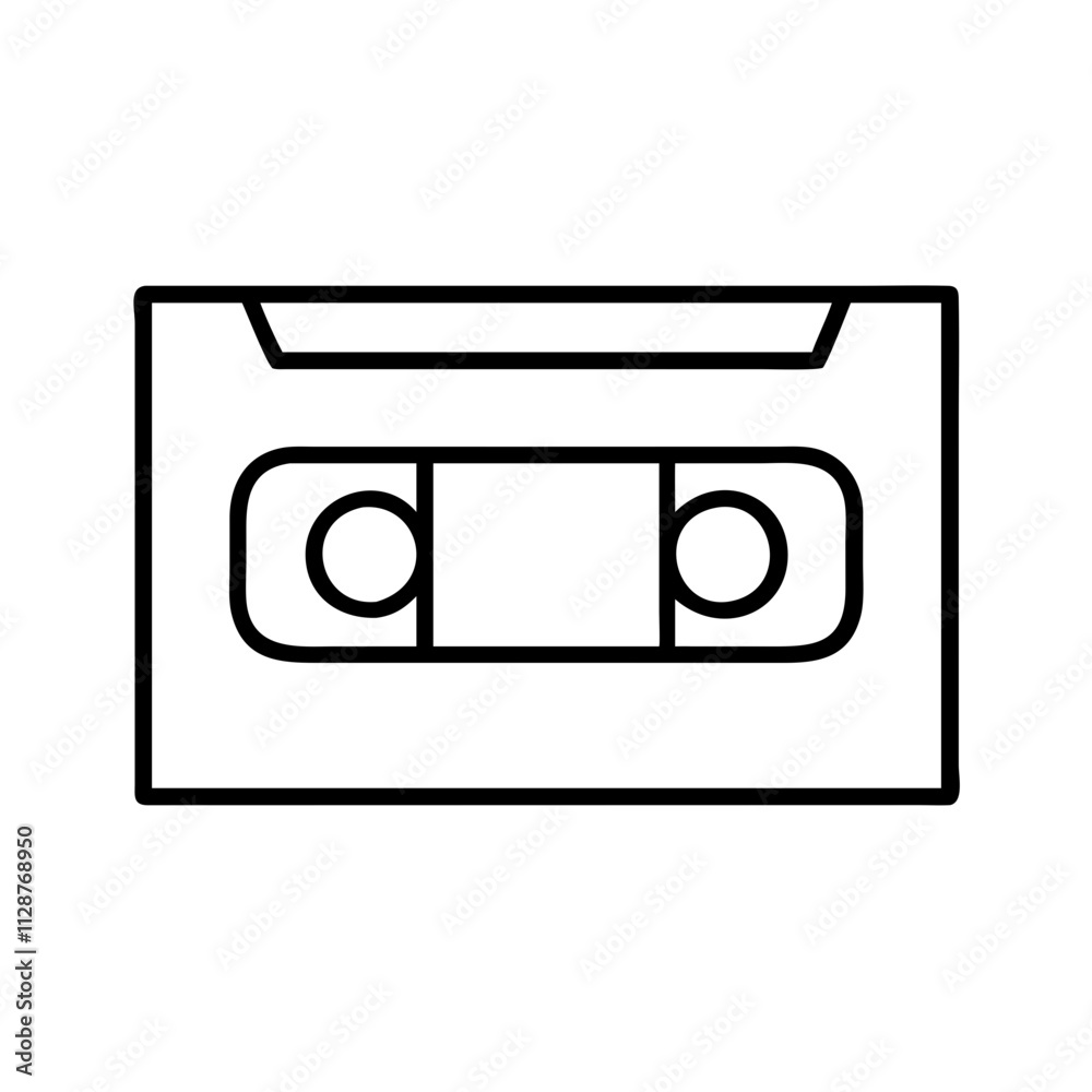 vhs tape icon, national retro day line art, retro icon  - simple black line art icon of vhs tape , for national retro day celebrations. retro vector art.