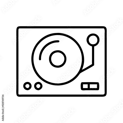 vinyl record player icon, national retro day line art, retro icon - simple black line art icon of vinyl record player , for national retro day celebrations. retro vector art.