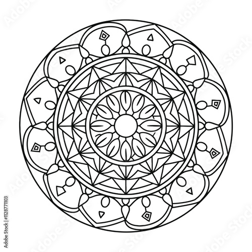 Coloring Page Mandala Vector - Black and White Mandala Artwork for KDP.
