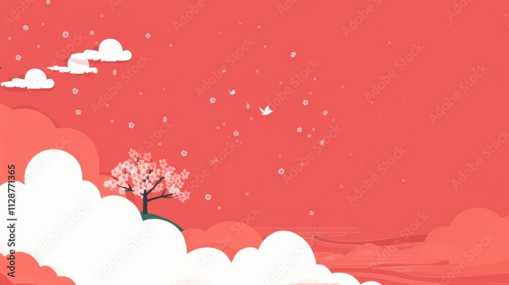 Fototapeta premium New Year's theme against a red background