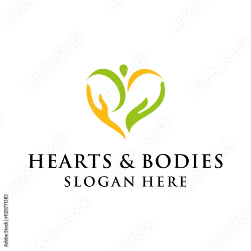 hearts and bodies logo concept for health balance