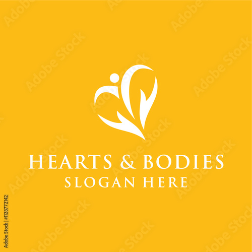 hearts and bodies logo concept for health balance