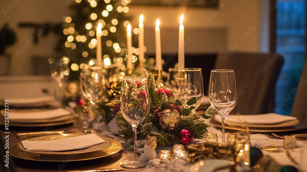 Christmas tablescape decoration, formal family dinner holiday celebration, luxury table setting decor, English country and home style idea Christmas tablescape decoration, formal family dinner holiday celebration, luxury table setting decor, English country and home style idea