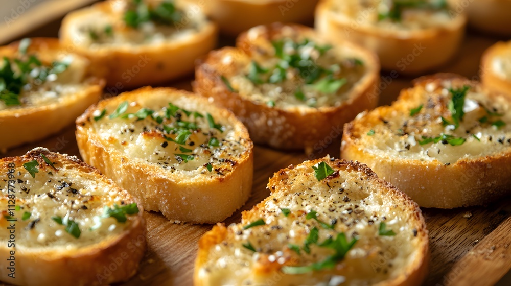 Homemade Grilled Garlic Bread Slices: Appetizing, Crusty Toast with Parsley and Olive Oil, Capturing Traditional Culinary Heritage Homemade Grilled Garlic Bread Slices: Appetizing, Crusty Toast with Parsley and Olive Oil, Capturing Traditional Culinary Heritage