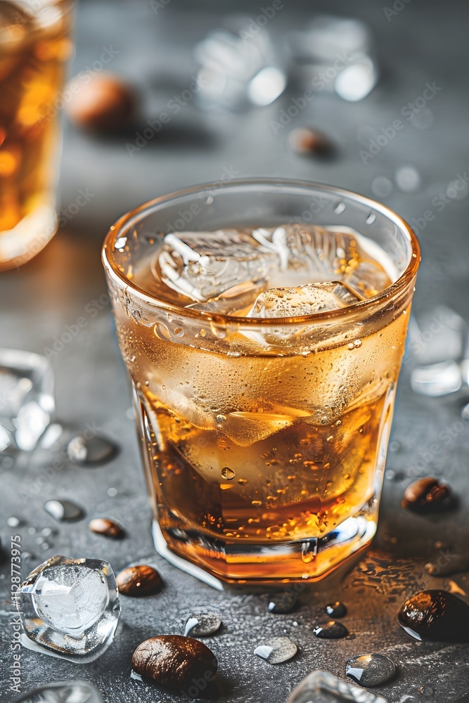 A Photography of a Mixed Cold Brew Coffee Beverage with Ice and Espresso Shots A Photography of a Mixed Cold Brew Coffee Beverage with Ice and Espresso Shots