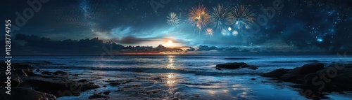 Tranquil Seaside Fireworks ...
