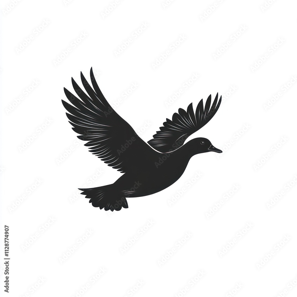 Obraz premium Black silhouette of a bird in flight.