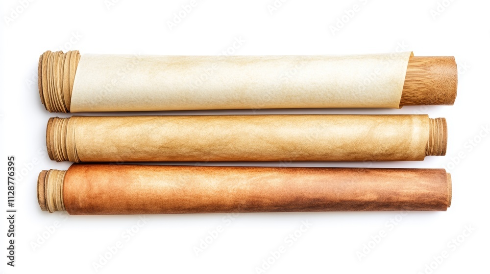 Paper or parchment horizontal scrolls set isolated on white Paper or parchment horizontal scrolls set isolated on white