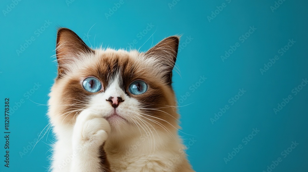 Fototapeta premium Amused Skepticism: A Comical Cat's Dubious Pensive Expression