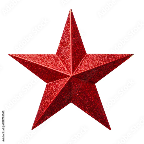 Red christmas star isolated on transparent background, png image