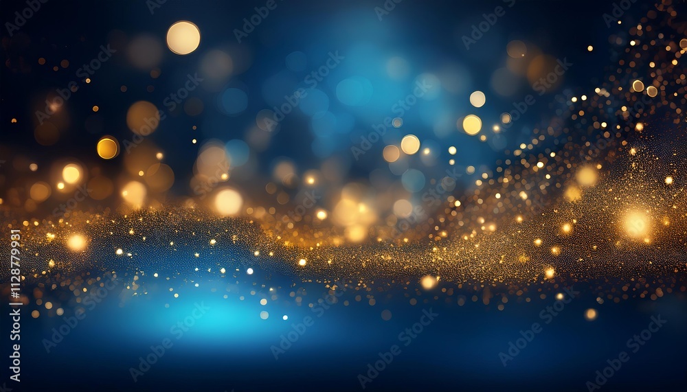 blue glow with gold particle abstract bokeh background blue glow with gold particle abstract bokeh background