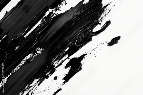 Black Paint Strokes on White Background