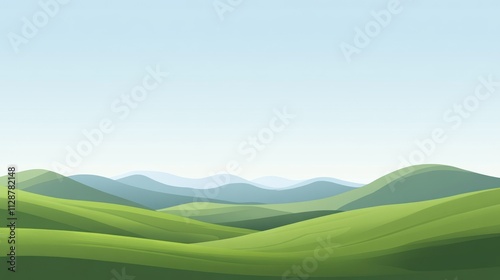 Serene Green Hills Under a Pale Blue Sky