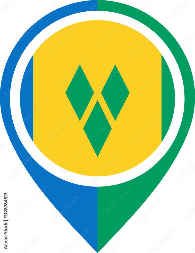 Map Icon Inside Saint Vincent & The Grenadines Flag Map Icon Inside Saint Vincent & The Grenadines Flag