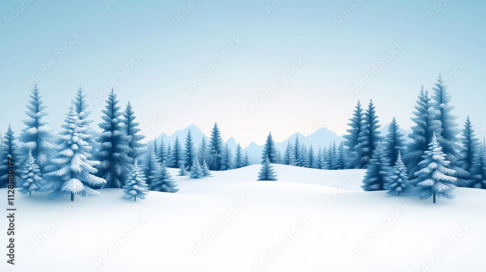 Serene winter landscape with snow-covered trees Serene winter landscape with snow-covered trees