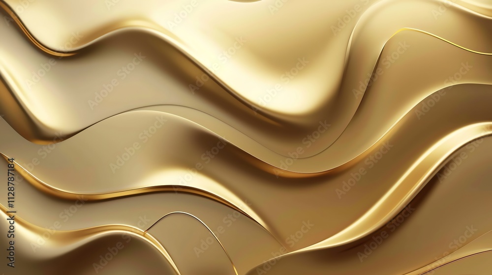 Fototapeta premium Abstract background with golden wavy lines.