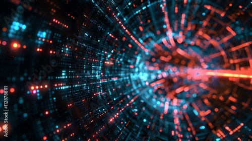 Wallpaper Mural Abstract digital art with glowing orange and blue lines and particles, resembling a swirl or vortex. Torontodigital.ca