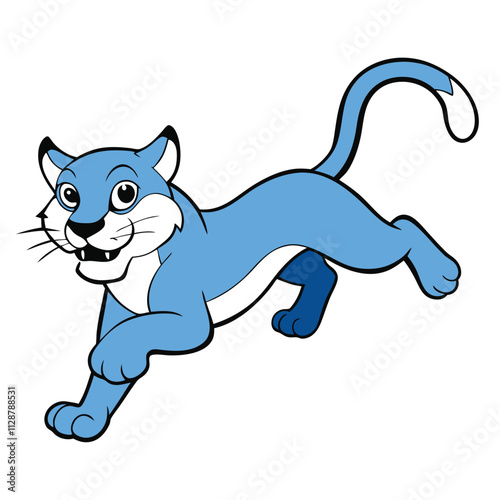 Puma vector illustration, cartoon clipart character, animal in flat style.