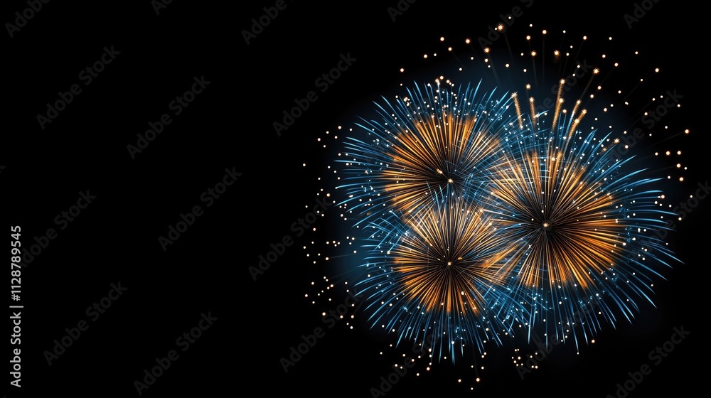 Bright fireworks burst into the dark sky, creating a festive atmosphere filled with sparkling colors during New Year festivities Bright fireworks burst into the dark sky, creating a festive atmosphere filled with sparkling colors during New Year festivities