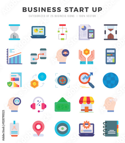Business Start Up icons Pack. Flat icons set. Business Start Up collection set. Simple vector icons.