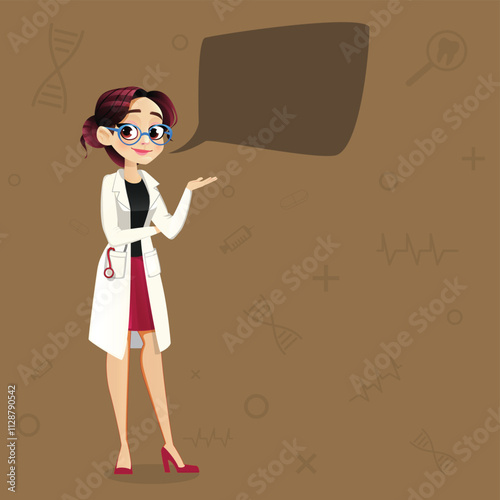 A doctor Girls standing poses with thought bubble  vector Background