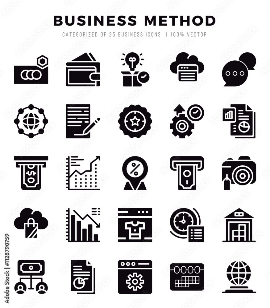 Business Method icons set. Vector illustration.