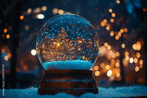 Christmas Snow Globe in Evening Night photo