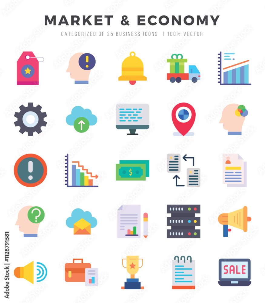 Market & Economy elements. Flat web icon set. Simple vector illustration. Market & Economy elements. Flat web icon set. Simple vector illustration.