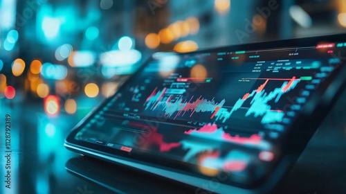 Wallpaper Mural Analyzing financial trends digital workspace infographic data urban environment close-up view data visualization techniques Torontodigital.ca