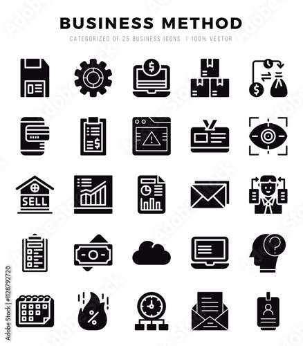 Simple Set of Business Method Related Vector Glyph Icons.