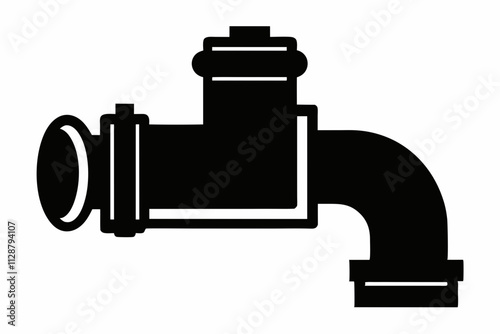 PVC plastic pipe fitting vector icon. 3way slip socket with size, dimension. Accessories for plumber to construction, PVC Drain Pipe Silhouette Icon – Plumbing and Sewer System Vector.