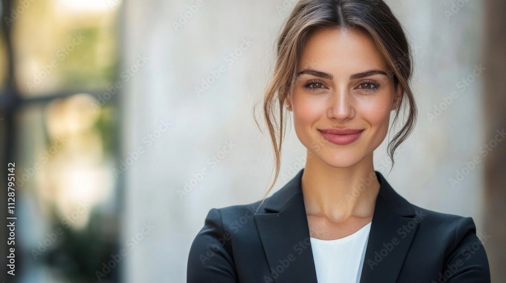 Portrait of a smiling woman in a black blazer