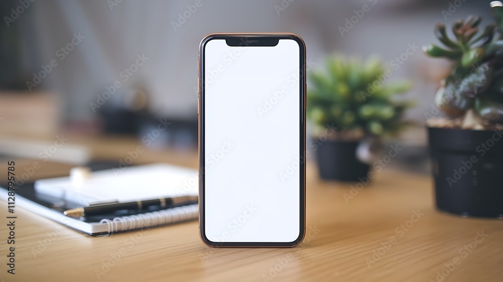 Realistic Smartphone Mockup 3D Render with Blank White Screen Realistic Smartphone Mockup 3D Render with Blank White Screen