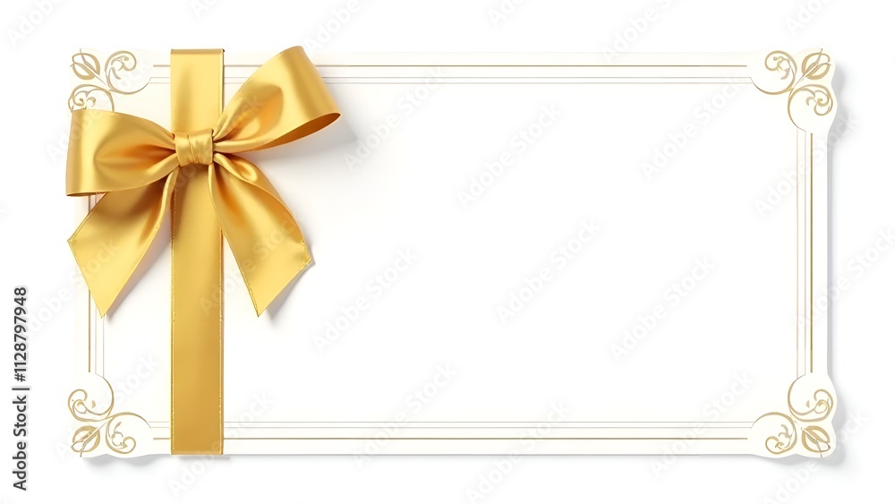 a gold ribbon with a gold bow on it. a gold ribbon with a gold bow on it.