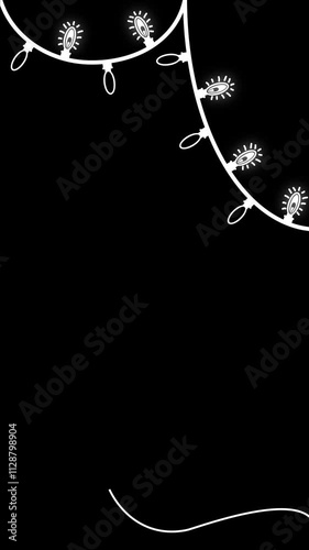 Phone garland animation with heart. Alpha channel. White on black. Footage. Transparent background.