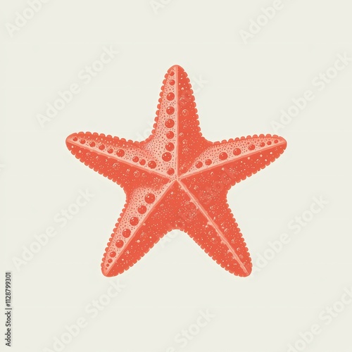 A clean silhouette of a coral-colored starfish on a white background, with subtle texturing and soft, rounded arms that convey a playful, summery vibe.