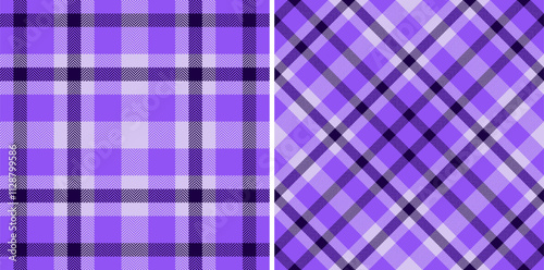 Texture vector tartan of seamless textile plaid with a fabric check pattern background. Set in space colors. Greeting card designs.