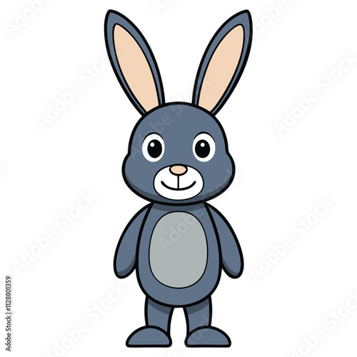 Rabbit vector illustration. Cute bunny rabbit cartoon clipart, animal in flat style.